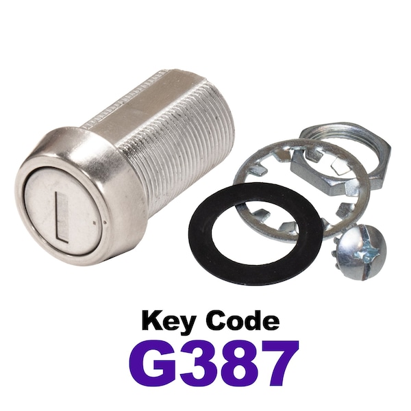 Global RV SS Compartment Lock, Cam/Blade Style, 1-1/8in Threaded Barrel, Blades not Included, Keyed to G387 CLB-387-118-SS - main